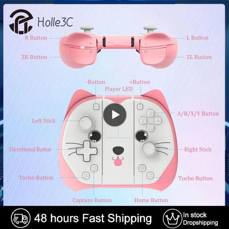 

Four Usage Modes Wireless Game Handle Adjustable Motor Vibration Game Handle Pink Programmable Buttons -axis Body Abs