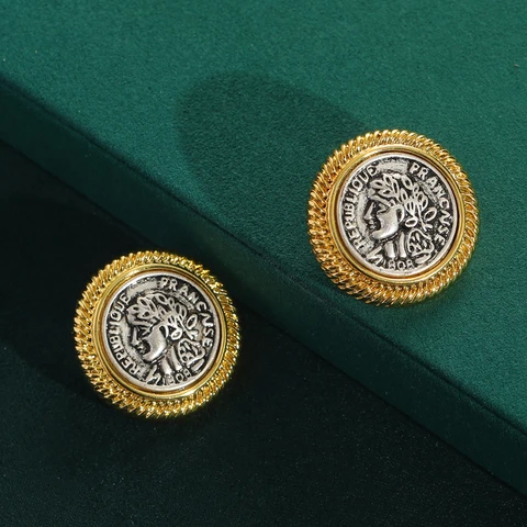 Золотые винтажные серьги-гвоздики LOVE GREEN LIVE GREEN с камнями