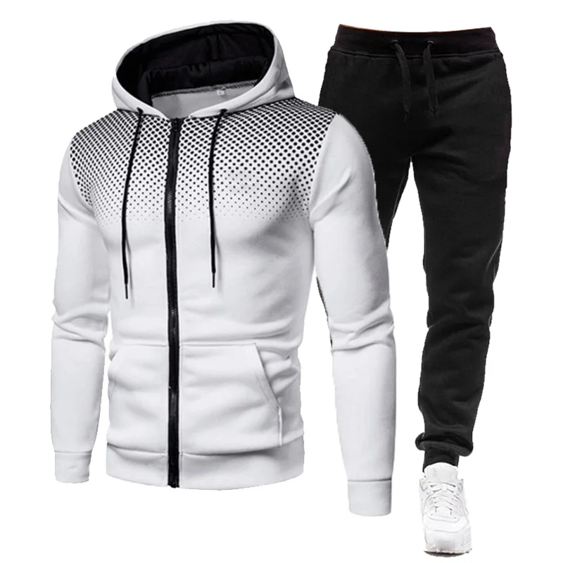 

Male Sportswear Gym Sweat Suit Autumn Spring Men's Zipper Hoodie+Pants Two Pieces Sets Football Sets Casual Tracksuit Drop ship