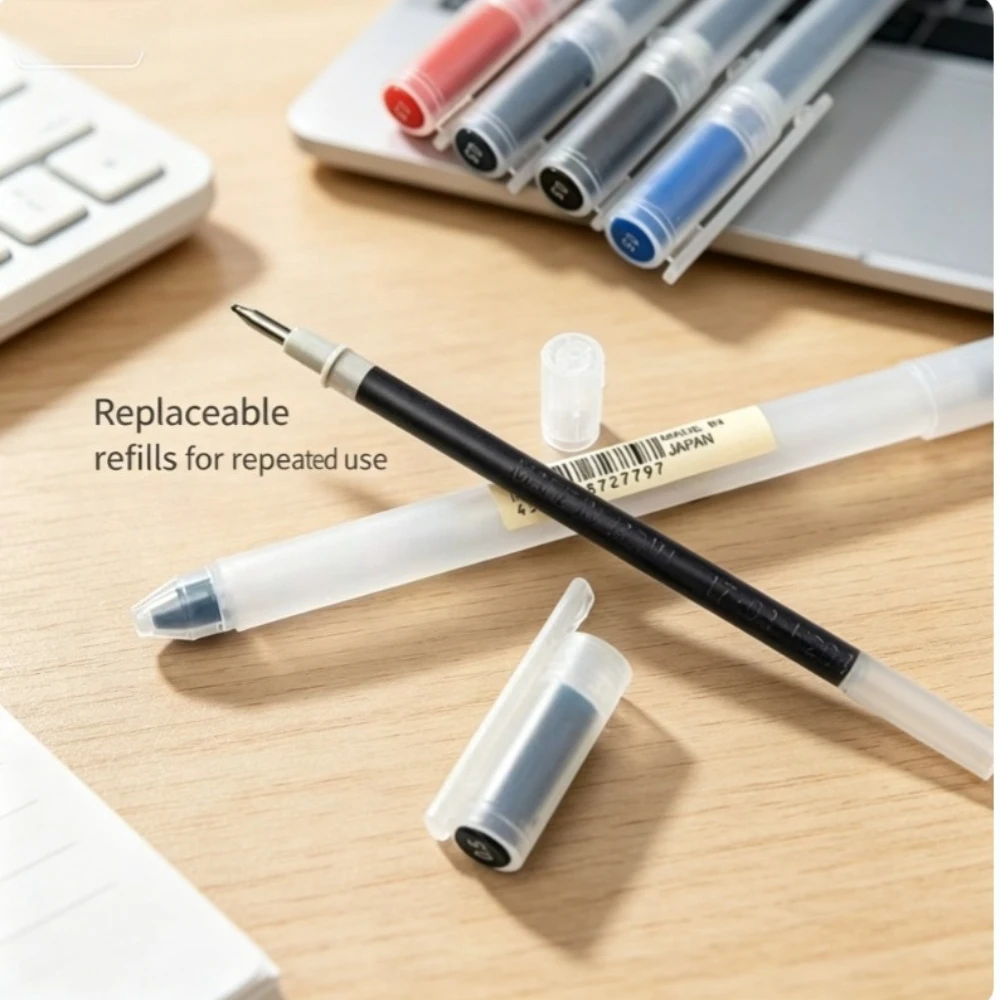Фото Сменные стержни для гелевых ручек MUJI 0.38/0.5 мм, набор для офиса, учебы и бизнеса, черные/красные/синие/темно-синие №5