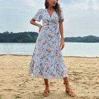 independent station amazon cross border 2022 summer seaside resort womens new european and american lace up elegant dress