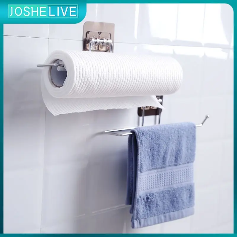 

Towel Rack Paper Towel Rack Storage Hook Kitchen Storage Box Hanger Hook Bathroom Stainless Steel Pendant Rack Rag Paper Storage