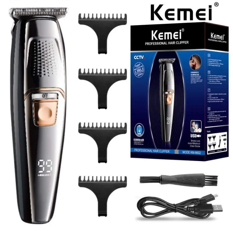 

Kemei Rechargeable Professional Electric Trimmer LCD Display Cordless Hair Clipper Men Adults Kids Hair Cutter Machine KM-8602