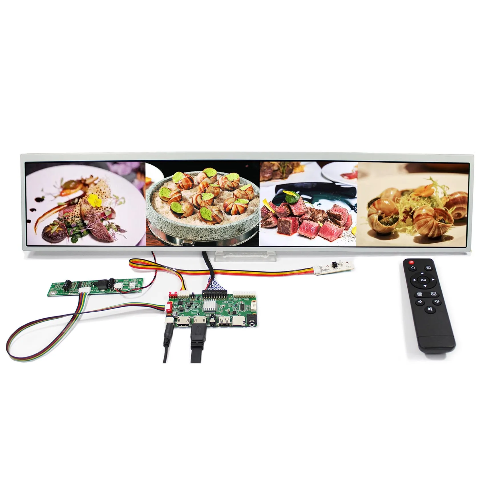 

VSDISPLAY 24inch DV240FBM-NB0 1920X360 LCD Screen with HD-MI USB SD AV LCD Board for Advertising Display