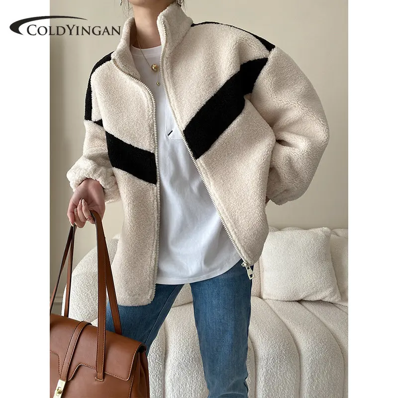 Winter Warm Coats for Women Leisure Lamb Wool Outerwear Woman Loose Zipper Padded Jacket Chic 2023 Trendy Women's Clothing
