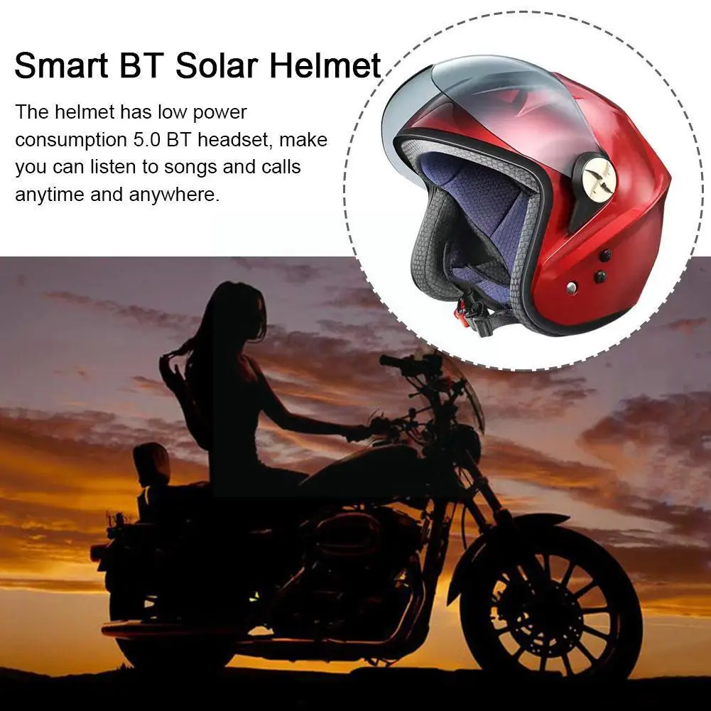 

Summer Solar Power Bluetooth Cooling Fan Cycling Unisex Motorcycle Energy Powered Comfortable Fan Solar Helmet He I8r0