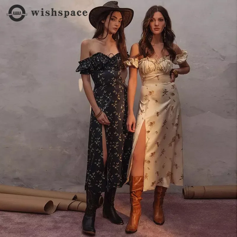 Женское платье-макси с цветочным принтом