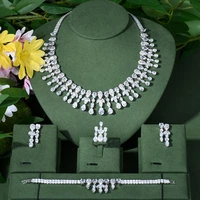trendy 4pcs full bridal jewelry sets for women party luxury dubai indian cz crystal wedding jewelry sets n 82