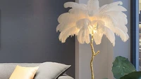 pink purple plume ostrich copper feather floor lamp modern for home living room