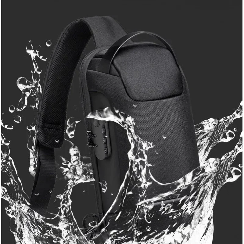 Men's Waterproof USB Oxford Crossbody Bag Anti-theft Shoulder Sling Bag Multifunction Sport Travel Messenger Chest Bag