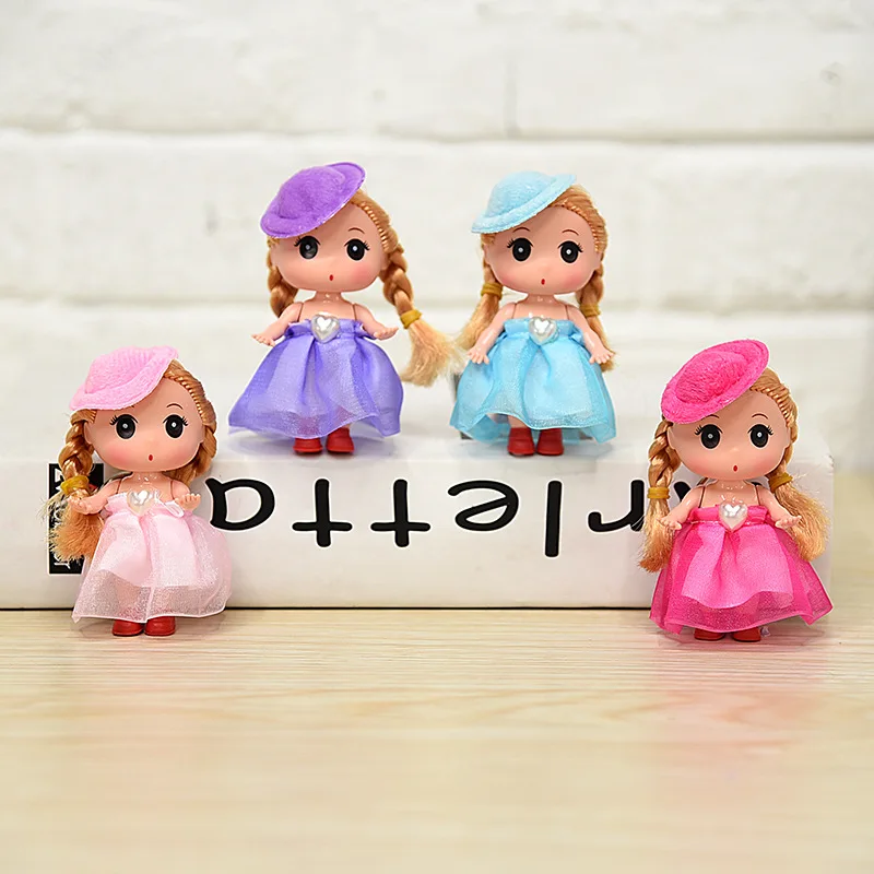 

9CM Gradient skirt Princess bride confused doll fat baby key chain bag pendant wedding dress creative gift toys for children