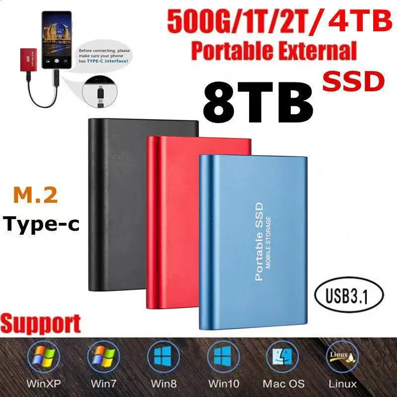 Оригинальный Портативный SSD Type-C USB 3. 0 16 ТБ жесткий диск 6 внешний M.2 для ноутбука