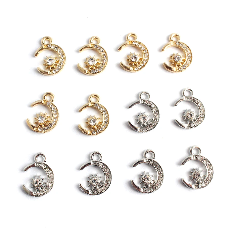 

10pcs Alloy Star Moon Rhinestone Earring Bracelet Pendants DIY Jewelry Making New
