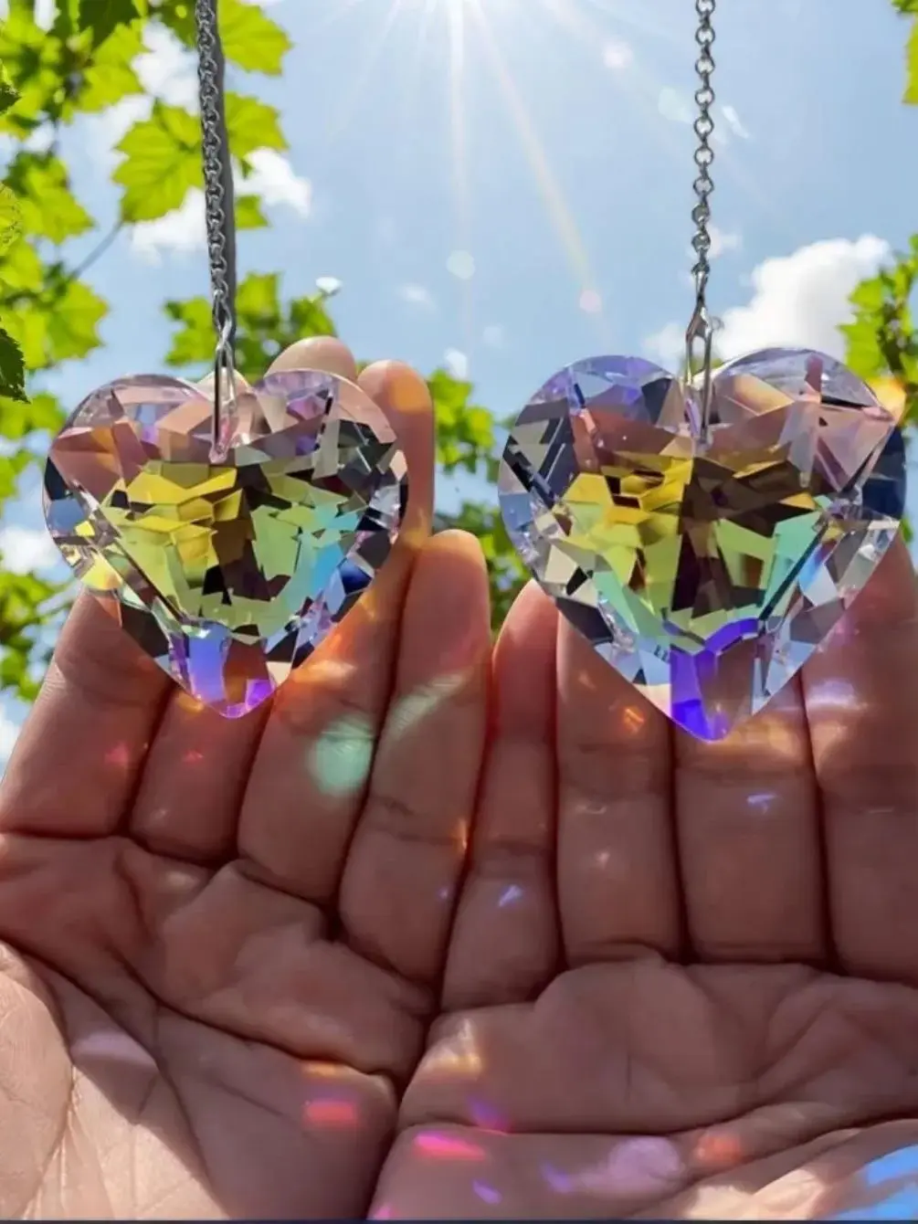 

2 Шт., Хрустальные Ловцы Солнца В Форме Сердца, Создающие Радугу, Декор Для Окон