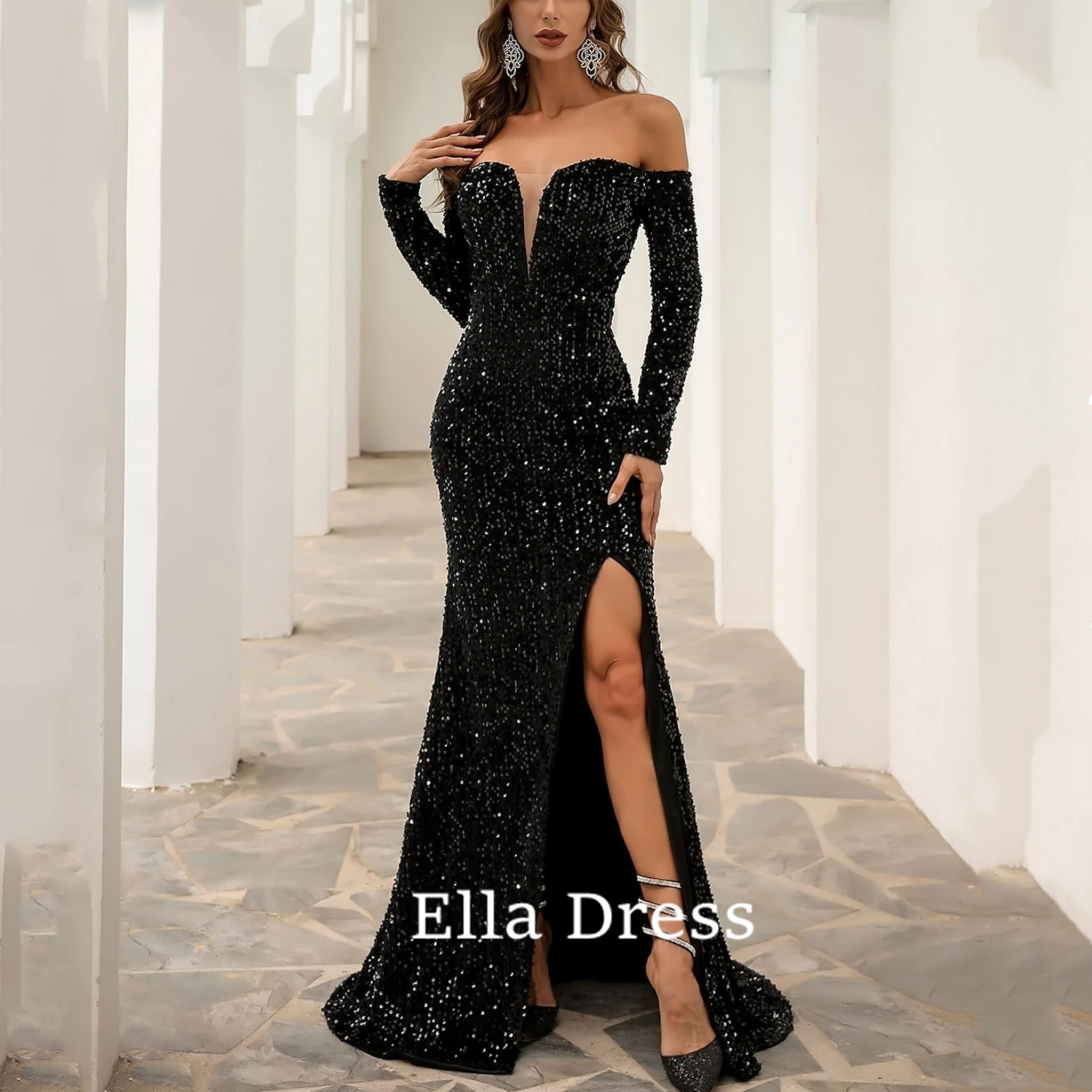 

Ella Sexy Off -the -shoulder Sequin Dresses Gala Dress Elegant Guest Wedding Dress Dresses for Women Party Wedding Evening Gown