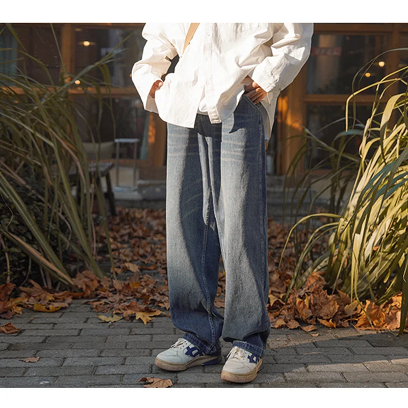 Men's Wear 2022 New Straight Loose Cylinder Jeans Vintage Recreational Blue Temperament Harun Trousers Female Autumn and Winter