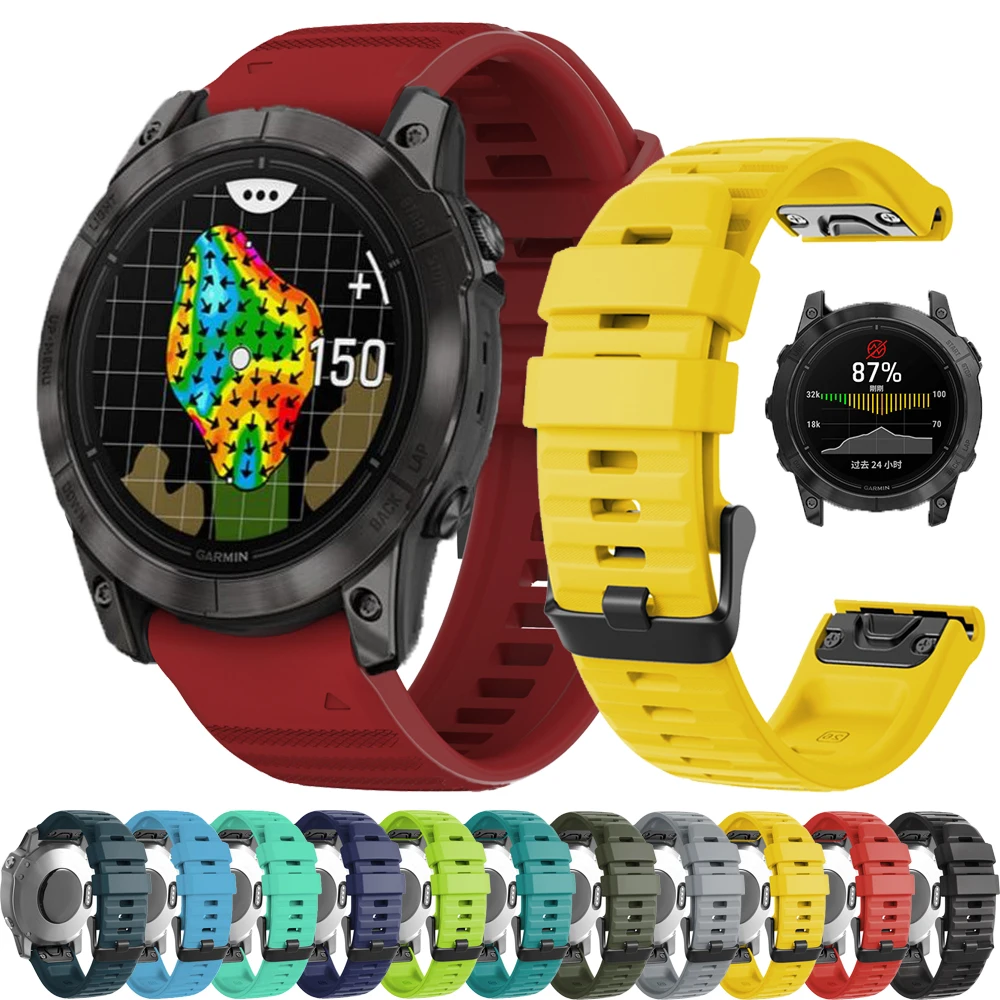 Силиконовые ремешки QuickFit 22 мм 26 для Garmin Fenix 8 51 47 E 7 7X 6X Pro 5X Plus Epix Gen 2/965 955/Enduro2 3