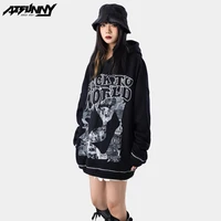 atsunny back to world print hoodie pullover streetwear harajuku embroidery thicken hoodies sweatshirt autumn and winter clothes