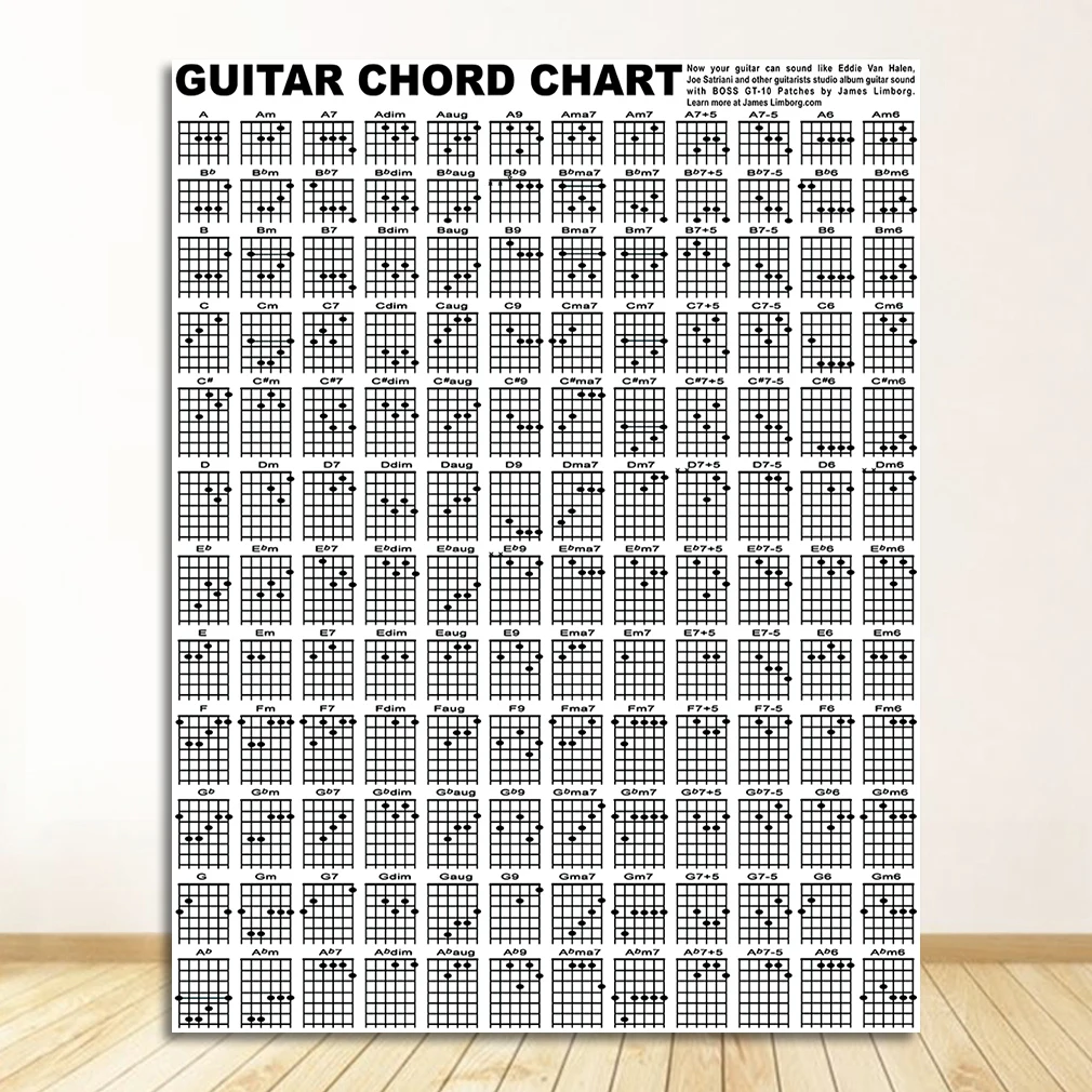 

Настенное художественное полотно, Постер для домашнего декора, плакаты и принты, декоративные картины без рамы, схема аккорда гитары, большой размер