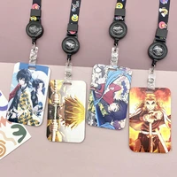 new anime demon slayer abs card cover student campus outdoor anti lost hanging neck bag card holder lanyard id card shell toys