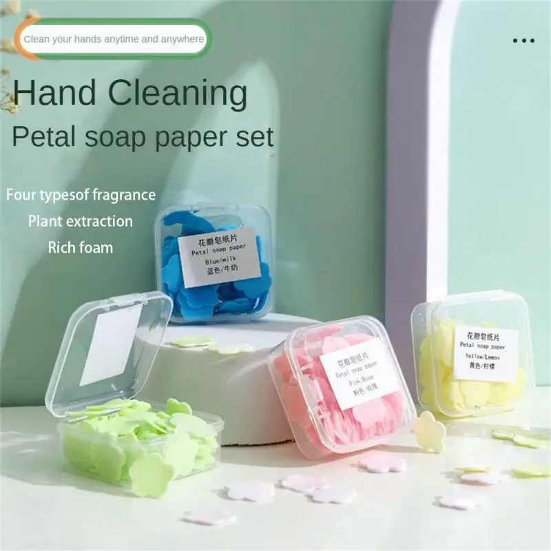 

Portable Hand Soap Sheets For Travel Soap Paper Soap Washing Hand Bath Cleaning Scented Slice Sheets Flower Shape Foaming Paper