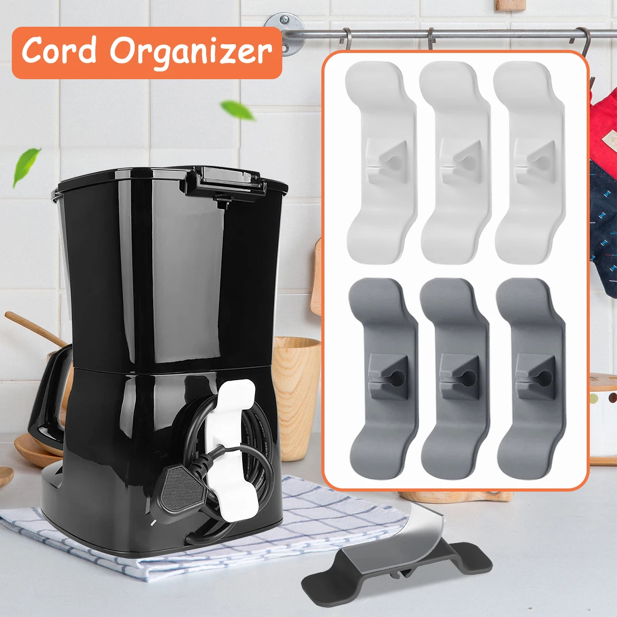 

3/4/5Pcs Cord Wrapper Self-adhesive Cord Winder for Kitchen Air Fryer Coffee Machine Mixer Appliances Cable Storage
