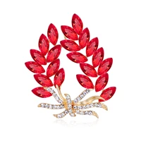 sparlking crystal brooch pins flower women fashion wheat brooches leaf badge trendy jewelry gift