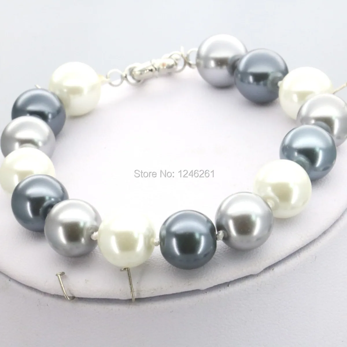 

10mm Round White Gray Glass Shell Pearl Beads Bracelet Hand Wear Jewelry Making Design Hot Ornament Gifts for Women Girls