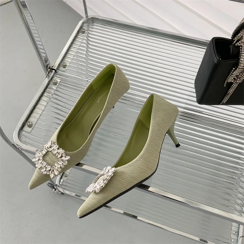 

Женские босоножки в стиле ретро, бежевые брендовые туфли-лодочки на высоком каблуке, без застежки, с острым носком, на танкетке, со шнуровкой...