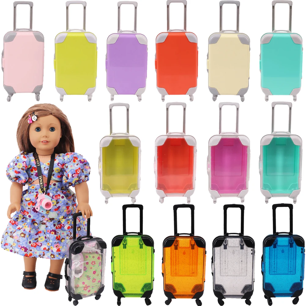 

Multicolor Suitcase Solid Color Doll Clothes Storage Box for 18inch Doll&43Cm Baby New Born,Paola Reina Doll Accessories Trunk