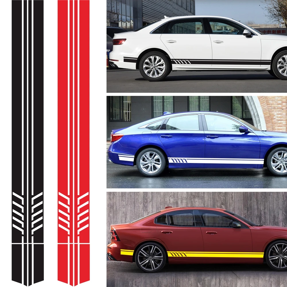 

2PCS Fashionable fringe pattern sports car stickers car fun creative line side side skirts vinyl car accessories