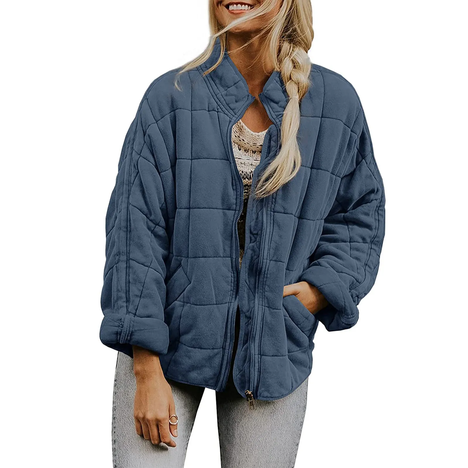 

Зимняя простая теплая хлопковая куртка, стройнящие женские топы, стеганое пальто средней длины, модная универсальная утепленная женская одежда на молнии