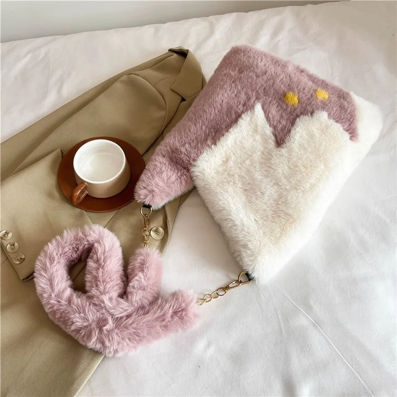 Осенне-зимние мягкие новые сумки-ведра милая мультяшная контрастная женская