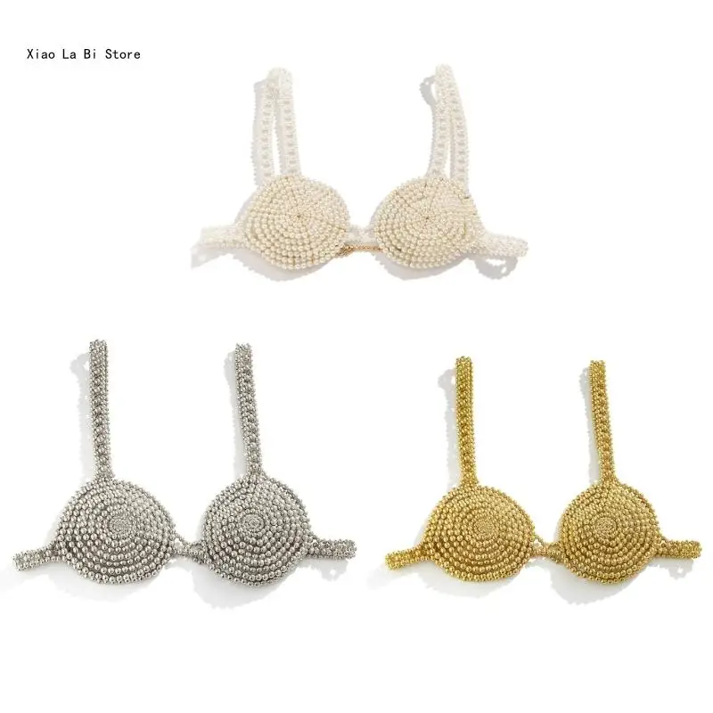 

Изысканный женский бюстгальтер с жемчугом, украшенный украшениями для тела, топы из бисера, накидка на грудь, XXFD