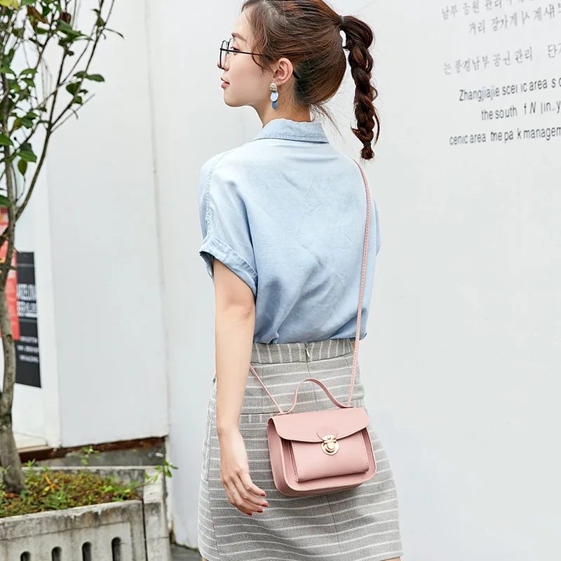 2022 New Simple Fashion Korea Lock Small Chic Women's PU Leather Girls Lady One Shoulder Crossbody Bag