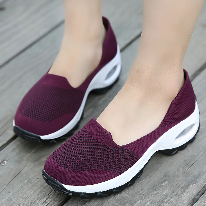 Sneakers Women Running Shoes Platform Breathable Mesh Slip-On Shoes Light Woman Sports Air Cushion Shoes  Zapatillas Mujer