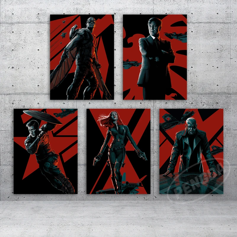 

The Avengers Canvas Painting Captain America Black Red Poster Marvel Movie Character Modular Pictures Wall Art Home Decor Prints