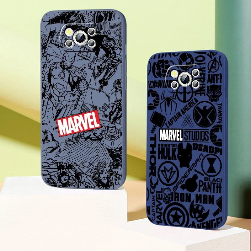

Marvel Avengers Comics Logo Liquid Rope Phone Case For Xiaomi Mi Poco M5s M5 X5 X4 X3 M4 M3 F4 F3 GT Pro NFC 5G Soft Cover