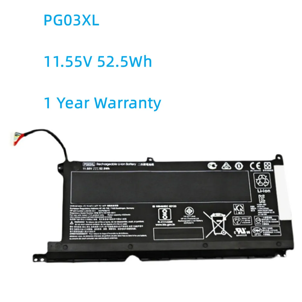 

PG03XL 52.5WH Battery For HP Pavilion Gaming 15-DK dk0003nq 15-dk0020TX 15-ec 15-ec0000 OMEN 5X FPC52 HSTNN-DB9G L48430-2B1