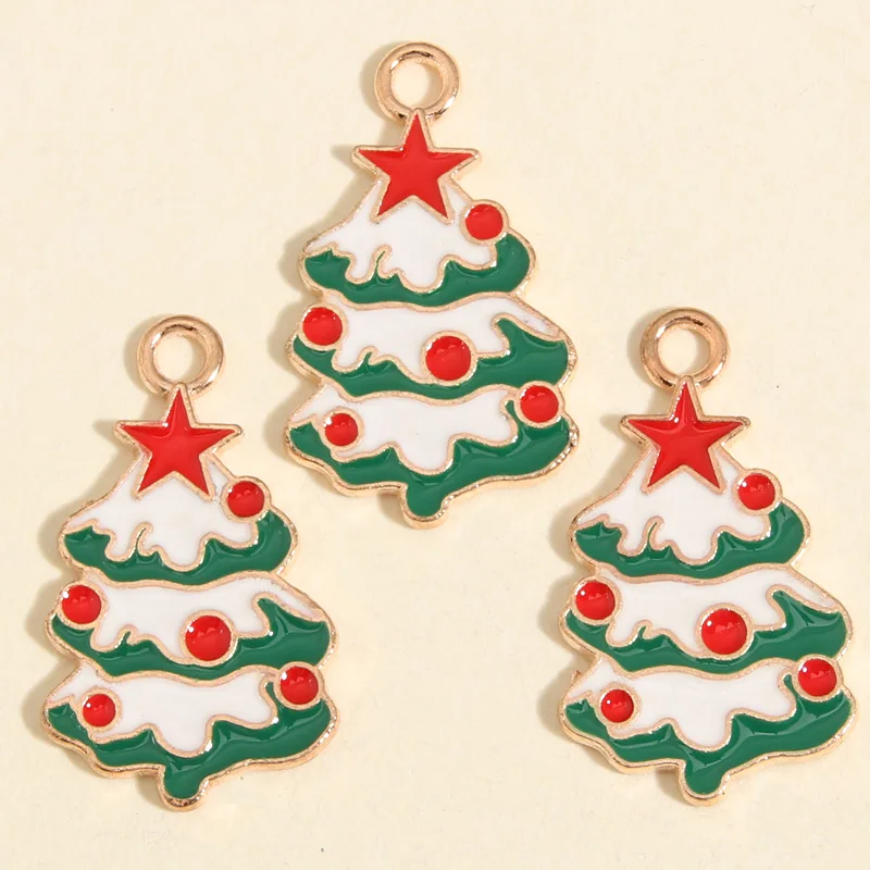 10 шт., подвески в виде рождественской елки, 30 х23 мм