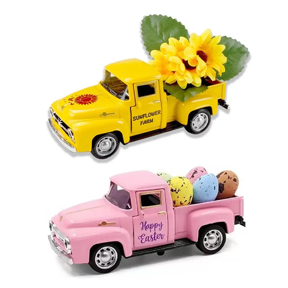 

Truck Sunflower Metal Farmhouse Decoration Flower Model Artificial Vintage Party Arrangement Ornament Centerpiece Decor Gifts