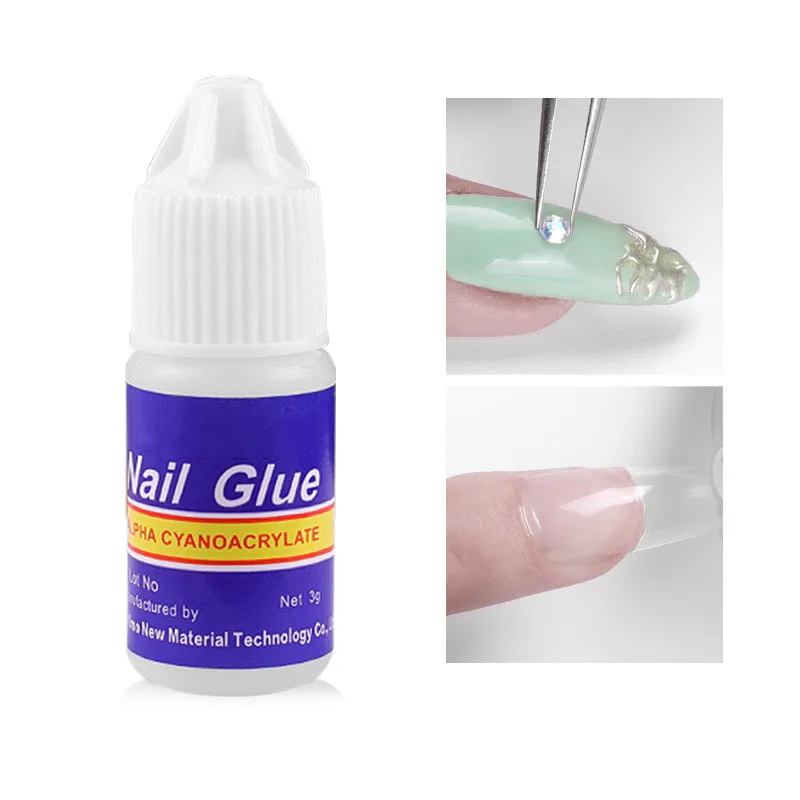 

1/5 Pcs False Nail Glue Nail Supplies Nail Glue with Brush Doesn't Hurt Fingernail Stick Decoration Nail Tips Tools 3g/Box