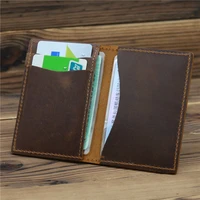 handmade genuine leather purse for men simple card holder wallet money clips money coins bag multifunction card case 2078