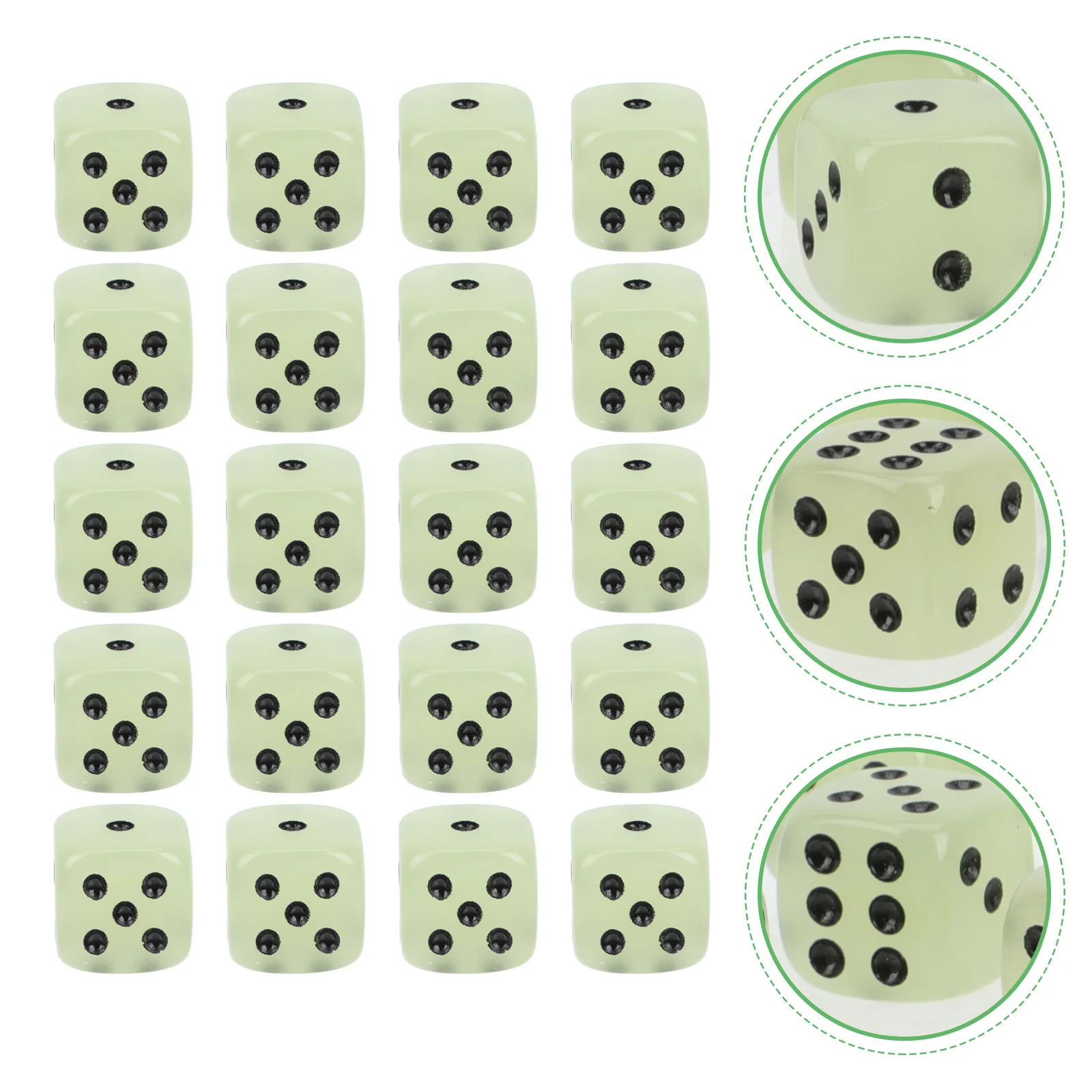 

20pcs Resin Luminous Dices Toys Versatile Pressure Relief Dices Playthings