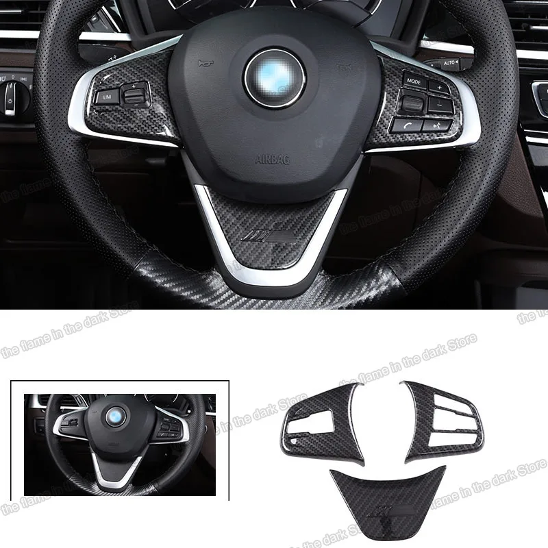 

lsrtw2017 carbon fiber abs car steering wheel trims decoration for bmw x1 x2 2016 2017 2018 2019 2020 2021 218i f46 f45 F48 F39