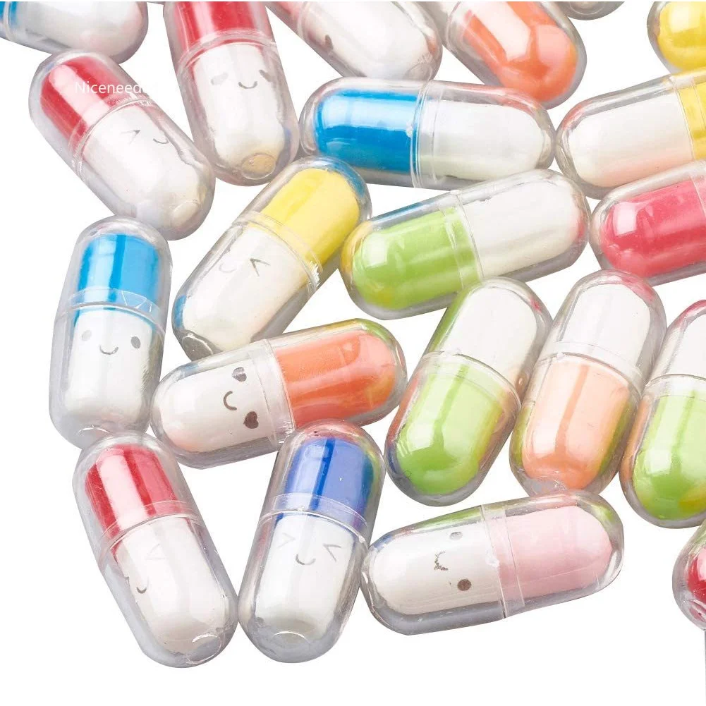 

300pc Mixed Color Capsule Shaped Container with Resin Beads Inside Openable Plastic Bead Containers for Jewelry Making