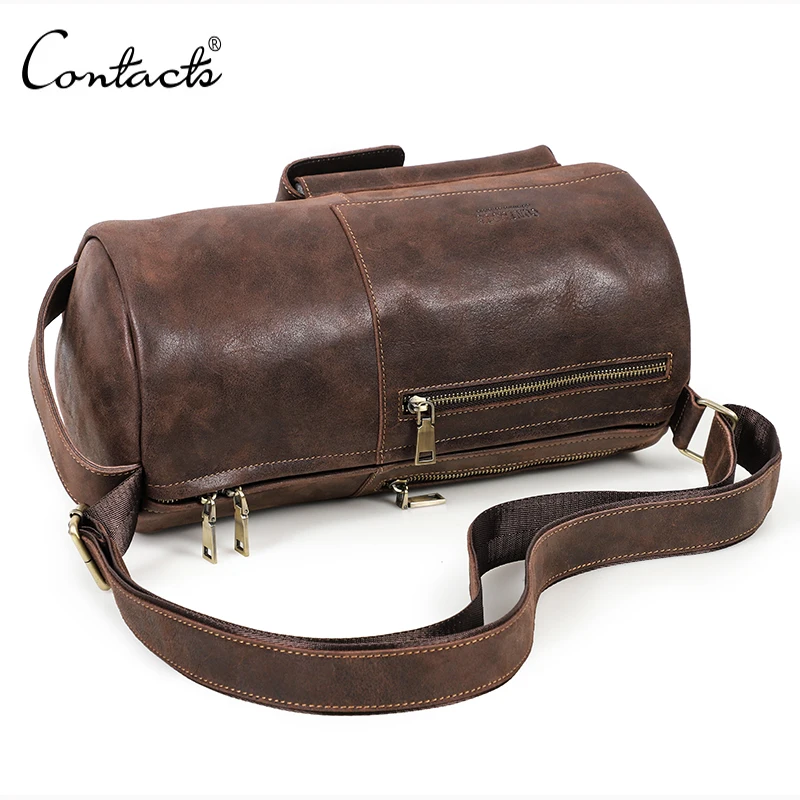 CONTACT'S Multifunction Crossbody Bag for Men Genuine Leathe