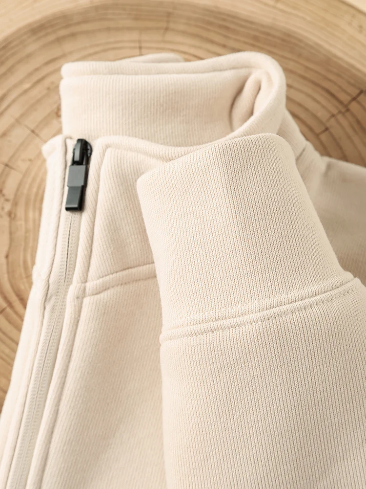 Look White and Don't Pick People! Milk Apricot 600G Heavy Silver Fox Velvet Stand Collar Zip-up Outerwear Solid All-Match War...