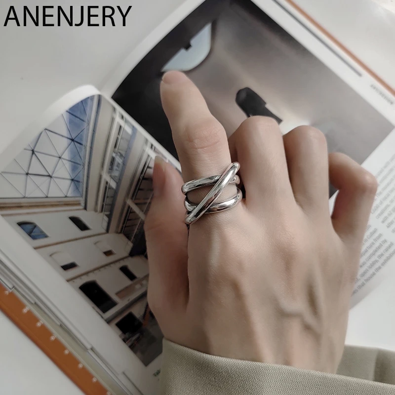 

DAYIN 925 пробы Серебряное кольцо ручной работы Многослойное из тайского серебра, Открытое кольцо размера для женщин, подарки