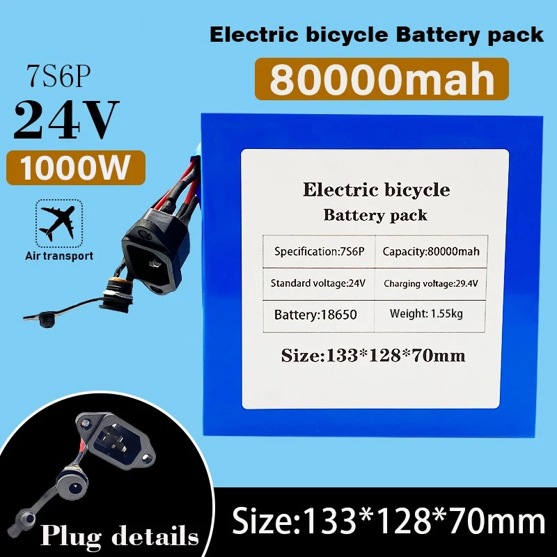 

100%Original 7S6P 24V80000mAh Battery Pack 1000W 29.4VLithium Battery for Citycoco Motorized Scooter Wheelchair Electric Bicycle